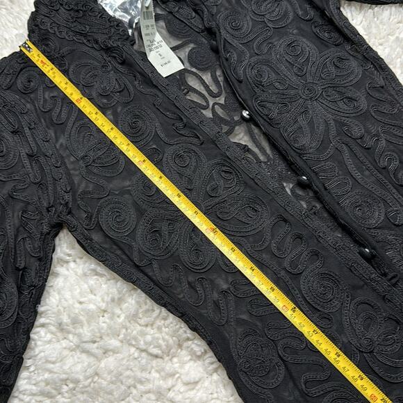 Cache Vintage NWT Long Black Sheer Textured Duster Cardigan EE27 - Picture 8 of 11